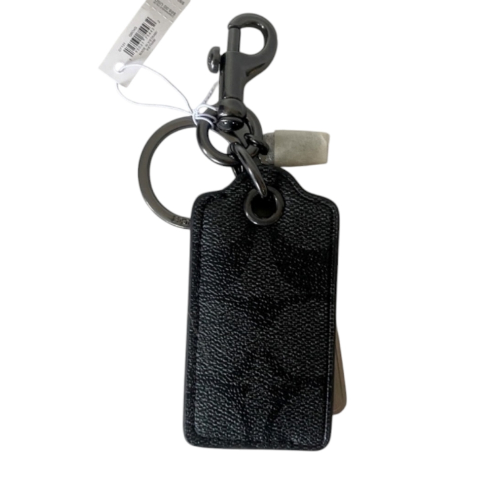 Coach Bottle Opener Key Fab Keychain in Signature Canvas Gunmetal/ Charcoal